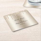 Champagne Glitter Drip Vrijgezellenfeest Glam Tren Kartonnen Onderzetters (Schuin)