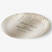 Champagne Glitter Drip Vrijgezellenfeest Glam Tren Papieren Bordje (Gekanteld)