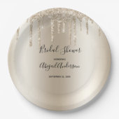 Champagne Glitter Drip Vrijgezellenfeest Glam Tren Papieren Bordje (Voorkant)