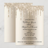 Champagne Glitter Drip Wedding Shower Glam Trendy Kaart (Voorkant / Achterkant)