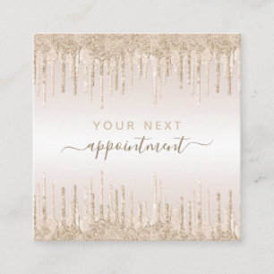 Champagne Glitter Dripping Appointinder Vierkante Visitekaartje