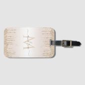 Champagne Glitter Dripping & Girly Chic Monogram Bagagelabel (Voorkant (horizontaal))