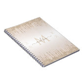 Champagne Glitter Dripping Monogram & Jaar Ded Notitieboek (Rechterzijde)