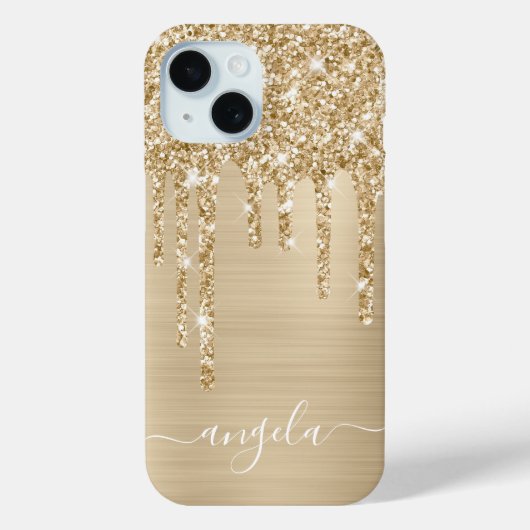Champagne Glitter Drips Glam Girly Signature Case-Mate iPhone Case (Achterkant)