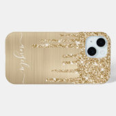 Champagne Glitter Drips Glam Meisjesachtige Handte Case-Mate iPhone Case (Achterkant (horizontaal))