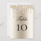 Champagne Glitter Drips Trouwtafel Plat Kaart (Voorkant)