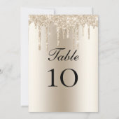 Champagne Glitter Drips Trouwtafel Plat Kaart (Achterkant)