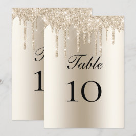 Champagne Glitter Drips Trouwtafel Plat Kaart