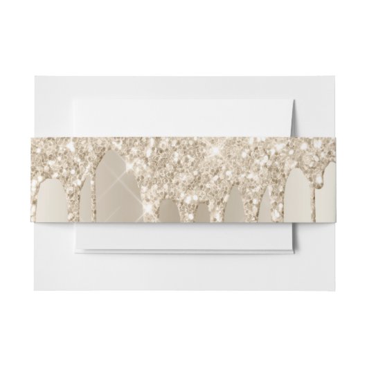 Champagne Glitter Drips Weddenschap Uitnodigingen Wikkel (Voorkant Voorbeeld)