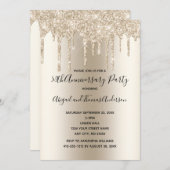 Champagne Glitter Drips Wedding Jubileum Formal Kaart (Voorkant / Achterkant)