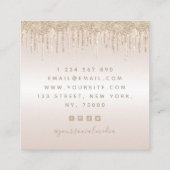 Champagne Glitter Driving Chic Glam Makeup Artist Vierkante Visitekaartje (Achterkant)