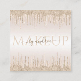 Champagne Glitter Driving Chic Glam Makeup Artist Vierkante Visitekaartje