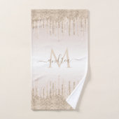 Champagne Glitter Driving Monogram Elegant Name Bad Handdoek (Handdoek)