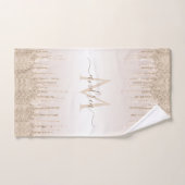 Champagne Glitter Driving Monogram Elegant Name Bad Handdoek (Handdoek)