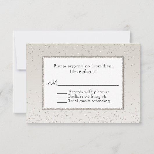 Champagne Glitter en Shine Bruiloft RSVP Kaart (Voorkant)