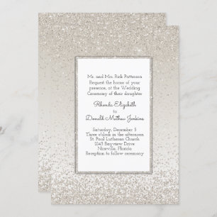 Champagne Glitter en Shine Wedding Invitation Kaart