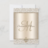 Champagne Glitter Fleur De Lis Elegant Bruiloft RSVP Kaartje (Achterkant)