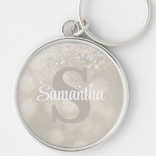 Champagne Glitter Glam Monogram Sleutelhanger