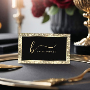 Champagne Glitter Lijst Script Monogram Luxury Visitekaartje