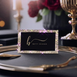 Champagne Glitter Lijst Script Monogram Luxury Visitekaartje