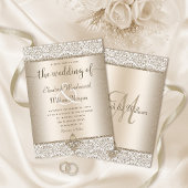 Champagne Glitter Monogram Fleur De Lis Bruiloft Kaart