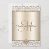 Champagne Glitter Monogram Fleur De Lis Wedding Kaart (Achterkant)