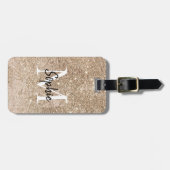 Champagne Glitter Monogram Sparkly Bagagelabel (Voorkant horizontaal)