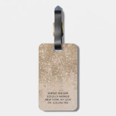 Champagne Glitter Monogram Sparkly Bagagelabel (Achterkant verticaal)