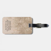 Champagne Glitter Monogram Sparkly Bagagelabel (Achterkant horizontaal)