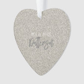 Champagne Glitter Mr&Mrs NAAM Trouwdatum elegant Ornament (voorkant)