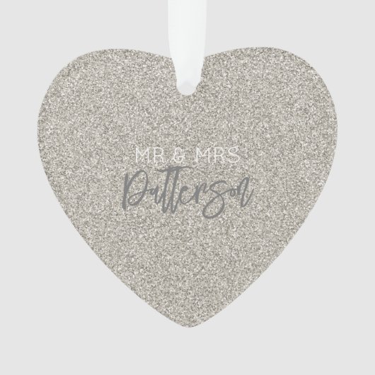 Champagne Glitter Mr&Mrs NAAM Trouwdatum elegant Ornament (voorkant)