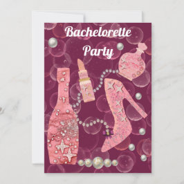 Champagne Glitter & Pearls Burgundy Bachelorette I Kaart