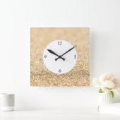 Champagne Glitter sparkles met getallen Vierkante Klok (Huis)