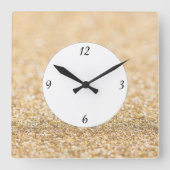 Champagne Glitter sparkles met getallen Vierkante Klok (Voorkant)