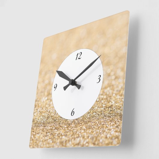 Champagne Glitter sparkles met getallen Vierkante Klok (Hoek)