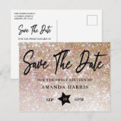 Champagne Glitter Sweet 16 Save the Date Briefkaart (Voorkant / Achterkant)