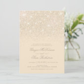 Champagne Glitter Wedding Invitations Kaart (Staand voorkant)