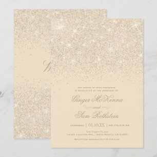 Champagne Glitter Wedding Invitations Kaart