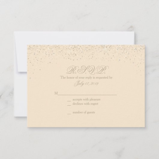 Champagne Glitter Wedding Response Cards RSVP Kaartje (Voorkant)