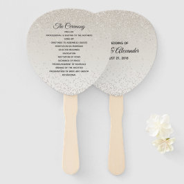 Champagne Glittery Trouwprogramma Fan Handwaaier