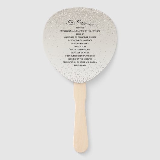 Champagne Glittery Trouwprogramma Fan Handwaaier (Voorkant)