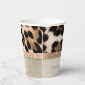 Champagne Glitz Cream Leopard Papieren Bekers (Rechts)