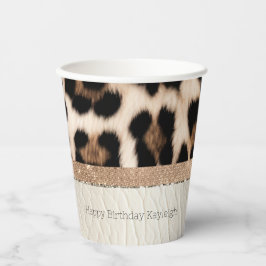 Champagne Glitz Cream Leopard Papieren Bekers