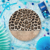 Champagne Glitz Cream Leopard Papieren Bordje (Feest)