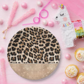 Champagne Glitz Cream Leopard Papieren Bordje (Feest)