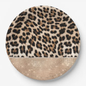 Champagne Glitz Cream Leopard Papieren Bordje (Voorkant)