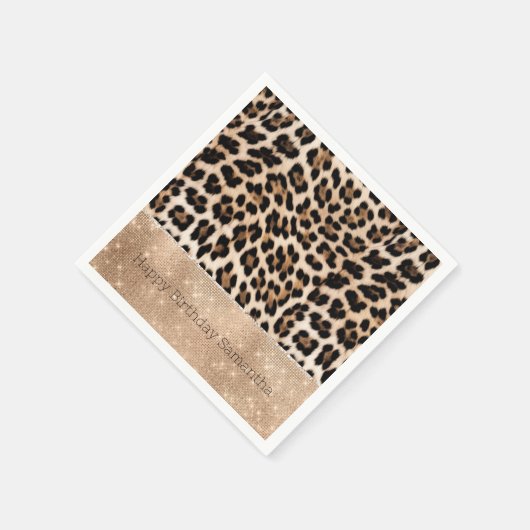 Champagne Glitz Cream Leopard Servet (Hoek)