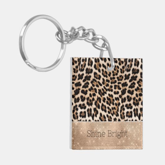 Champagne Glitz Cream Leopard Sleutelhanger (Voorkant Links)