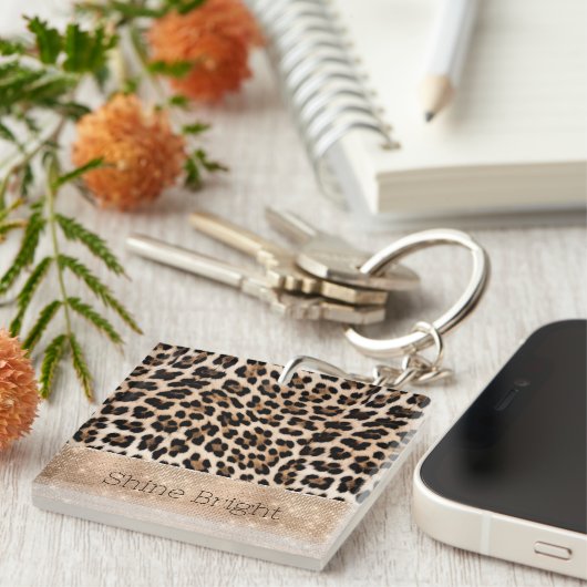 Champagne Glitz Cream Leopard Sleutelhanger (Voorkant Rechts)