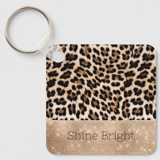 Champagne Glitz Cream Leopard Sleutelhanger (Voorkant)